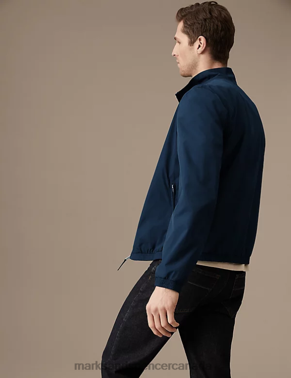 Marks and Spencer Canada - Men Navy Clothing Marks & Spencer Bomber Jacket with Stormwear 20VTD6154