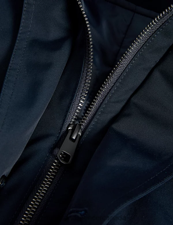 Marks and Spencer near me - Men Navy Clothing Marks & Spencer Funnel Neck Mac with Stormwear 20VTD4816