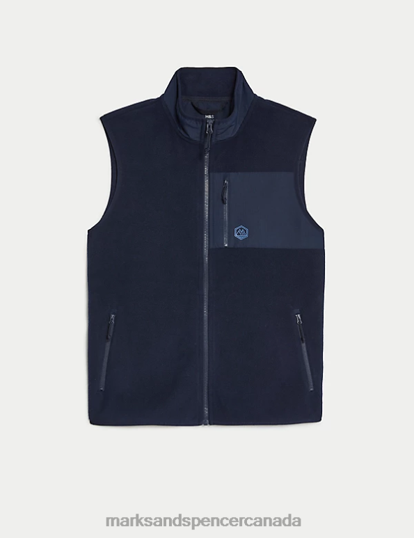 Men Navy Clothing Marks & Spencer Recycled Fleece Zip Up Gilet 20VTD5943 - Marks and Spencer Canada locations