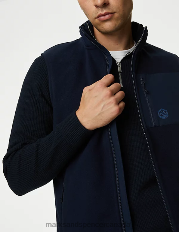 Men Navy Clothing Marks & Spencer Recycled Fleece Zip Up Gilet 20VTD5943 - Marks and Spencer Canada locations
