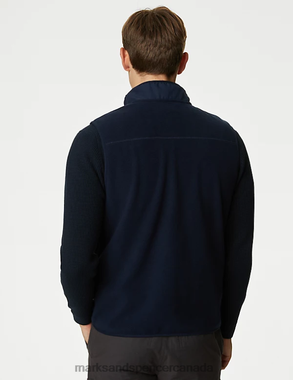 Men Navy Clothing Marks & Spencer Recycled Fleece Zip Up Gilet 20VTD5943 - Marks and Spencer Canada locations