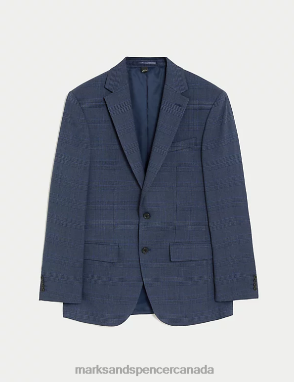 Men Navy Clothing Marks & Spencer Regular Fit Prince of Wales Check Suit Jacket 20VTD5766 - Marks and Spencer online