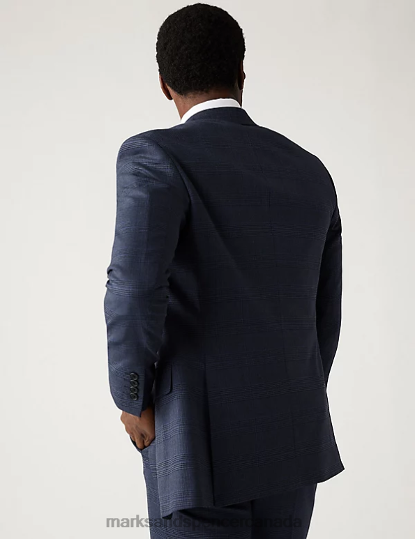 Men Navy Clothing Marks & Spencer Regular Fit Prince of Wales Check Suit Jacket 20VTD5766 - Marks and Spencer online