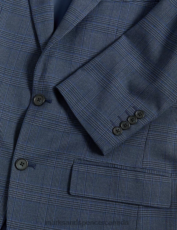 Men Navy Clothing Marks & Spencer Regular Fit Prince of Wales Check Suit Jacket 20VTD5766 - Marks and Spencer online