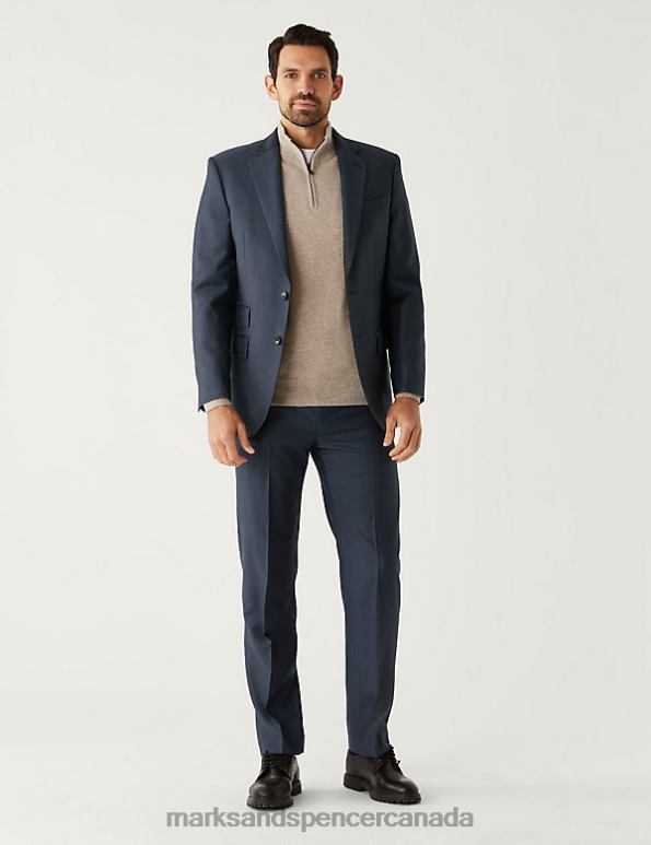 Men Navy Clothing Marks & Spencer Regular Fit Pure Wool Herringbone Suit Jacket 20VTD6533 - Marks and Spencer Canada locations