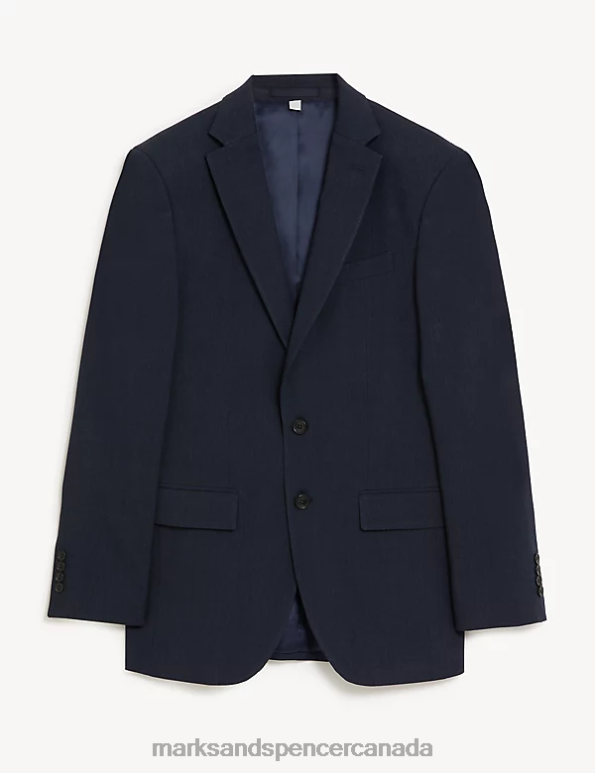 Men Navy Clothing Marks & Spencer Tailored Fit Italian Linen Miracle Suit Jacket 20VTD5609 - Marks and Spencer outlet