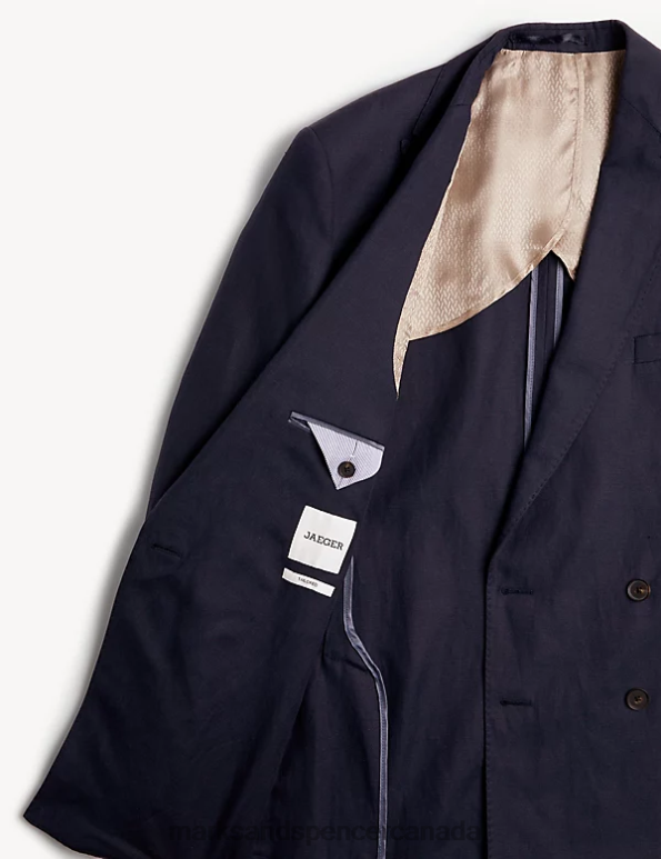 Marks and Spencer near me - Men Navy Clothing Marks & Spencer Tailored Fit Silk Rich And Linen Double Breasted Jacket 20VTD6851