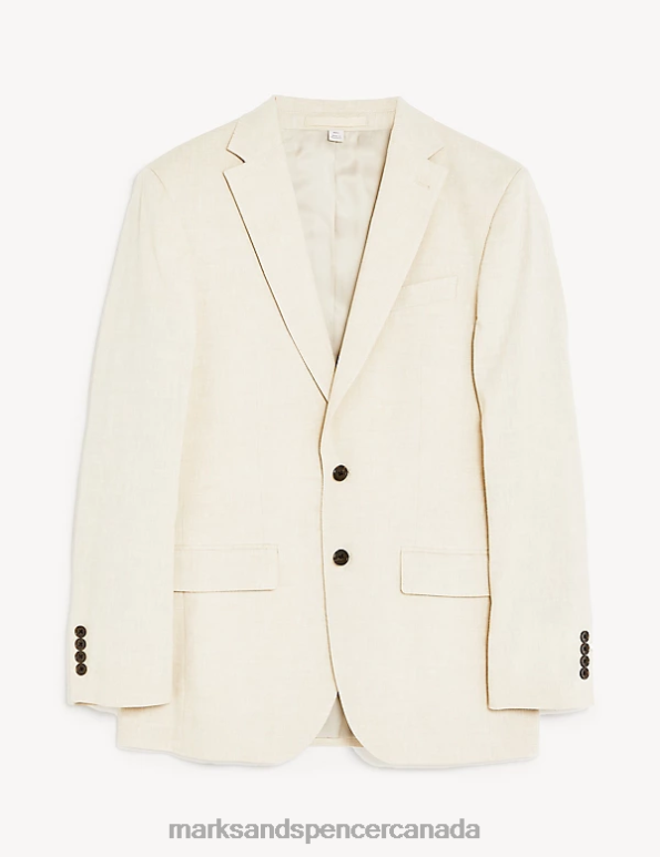 Men Neutral Clothing Marks & Spencer Tailored Fit Italian Linen Miracle Suit Jacket 20VTD5215 - Marks and Spencer online