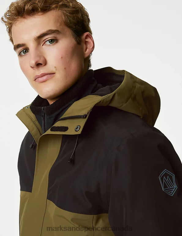 Men Olive Mix Clothing Marks & Spencer Waterproof Hooded Anorak 20VTD5735 - Marks and Spencer Canada locations