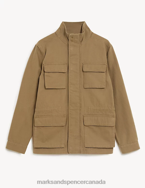 Men Sand Clothing Marks & Spencer Pure Cotton Utility Jacket 20VTD6076 - Marks and Spencer Canada locations
