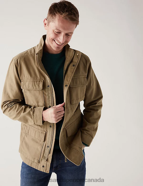 Men Sand Clothing Marks & Spencer Pure Cotton Utility Jacket 20VTD6076 - Marks and Spencer Canada locations