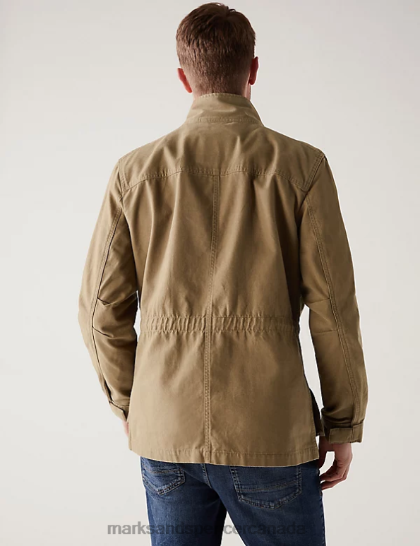 Men Sand Clothing Marks & Spencer Pure Cotton Utility Jacket 20VTD6076 - Marks and Spencer Canada locations
