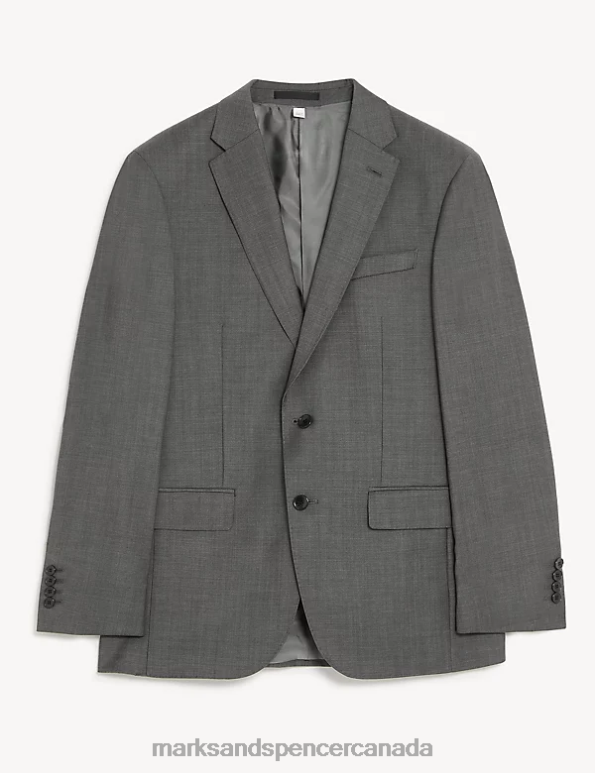 Marks and Spencer Canada - Men Silver Grey Clothing Marks & Spencer Tailored Fit Pure Wool Twill Suit Jacket 20VTD5754