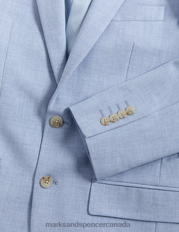 Men Soft Blue Clothing Marks & Spencer Slim Fit Marl Stretch Suit Jacket 20VTD6441 - Marks and Spencer Canada locations