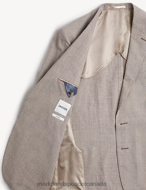 Marks and Spencer near me - Men Stone Clothing Marks & Spencer Cotton Blend Check Jacket 20VTD6913