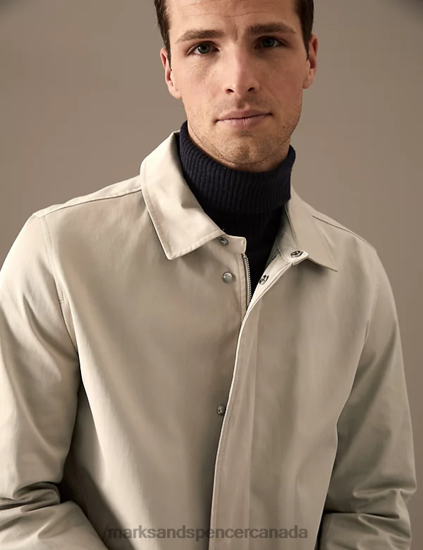 Men Stone Clothing Marks & Spencer Cotton Rich Mac with Stormwear 20VTD6258 - Marks and Spencer online