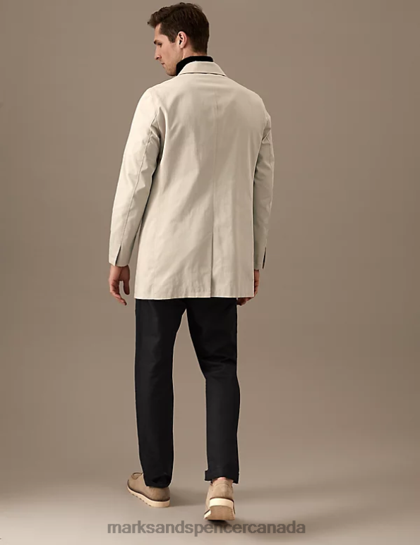 Men Stone Clothing Marks & Spencer Cotton Rich Mac with Stormwear 20VTD6258 - Marks and Spencer online