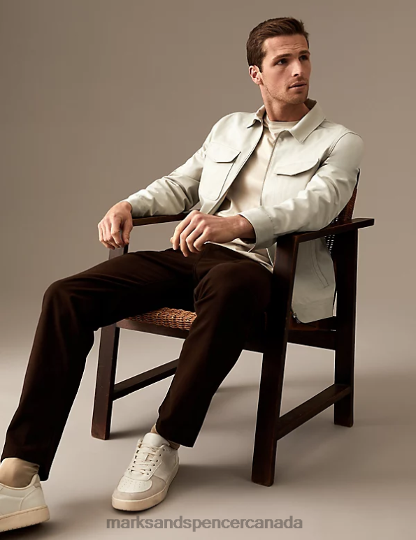 Men Stone Clothing Marks & Spencer Pure Cotton Harrington Jacket 20VTD5053 - Marks and Spencer Canada locations