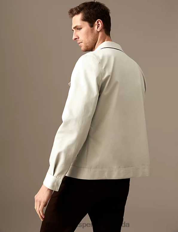 Men Stone Clothing Marks & Spencer Pure Cotton Harrington Jacket 20VTD5053 - Marks and Spencer Canada locations
