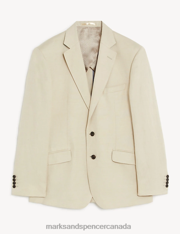 Marks and Spencer sale - Men Stone Clothing Marks & Spencer Regular Fit Italian Silk And Linen Jacket 20VTD7132
