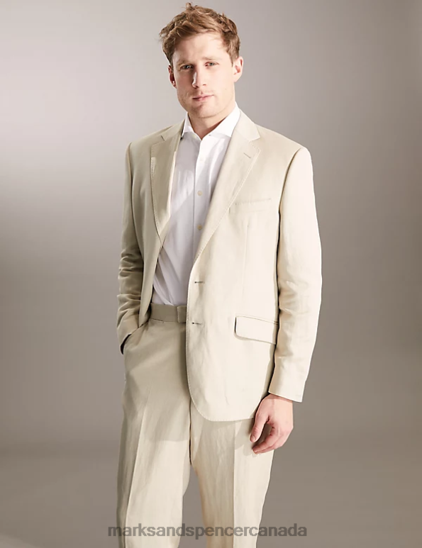 Marks and Spencer sale - Men Stone Clothing Marks & Spencer Regular Fit Italian Silk And Linen Jacket 20VTD7132