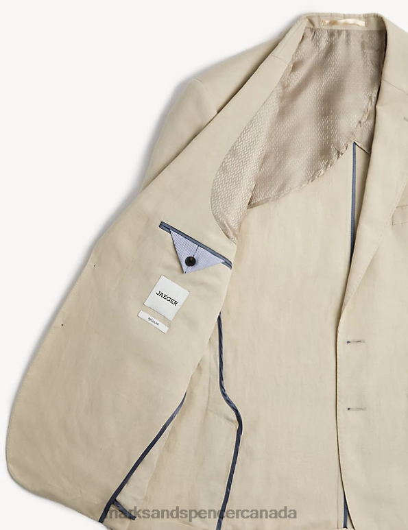Marks and Spencer sale - Men Stone Clothing Marks & Spencer Regular Fit Italian Silk And Linen Jacket 20VTD7132