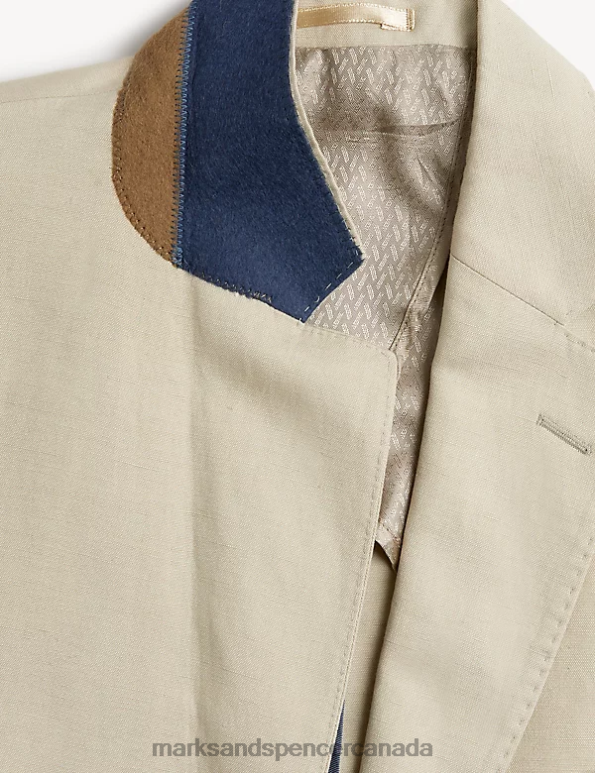 Marks and Spencer sale - Men Stone Clothing Marks & Spencer Regular Fit Italian Silk And Linen Jacket 20VTD7132