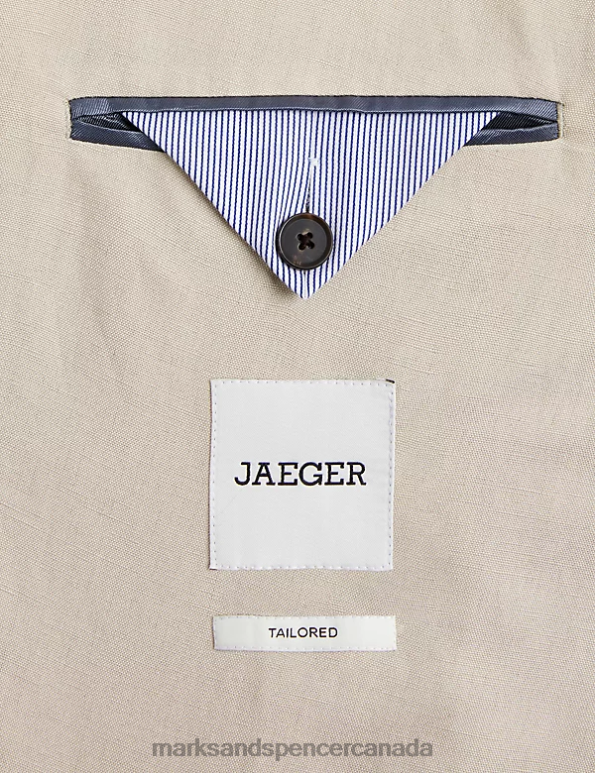 Men Stone Clothing Marks & Spencer Tailored Fit Silk Rich And Linen Double Breasted Jacket 20VTD7195 - Marks and Spencer outlet