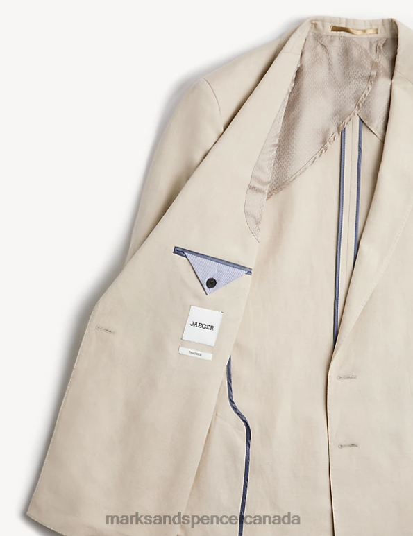 Men Stone Clothing Marks & Spencer Tailored Fit Silk Rich And Linen Double Breasted Jacket 20VTD7195 - Marks and Spencer outlet