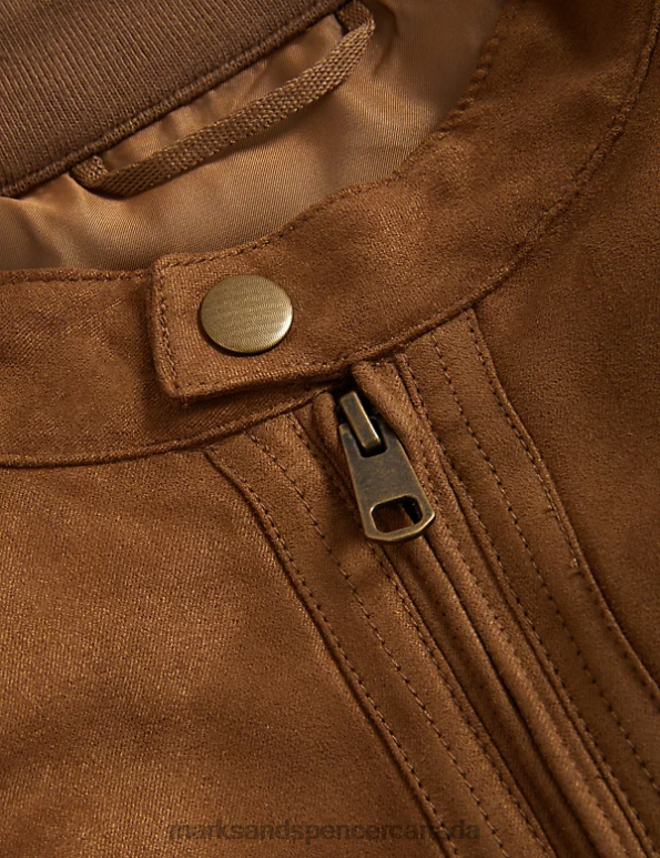 Men Tan Clothing Marks & Spencer Faux Suede Biker Jacket 20VTD5503 - Marks and Spencer online