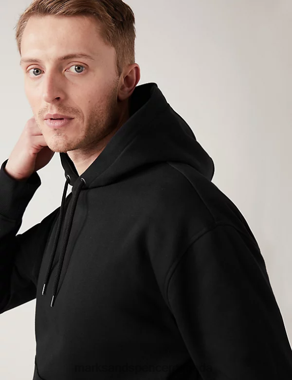 Marks and Spencer sale - Men Black Clothing Marks & Spencer Oversized Cotton Rich Hoodie 20VTD6644