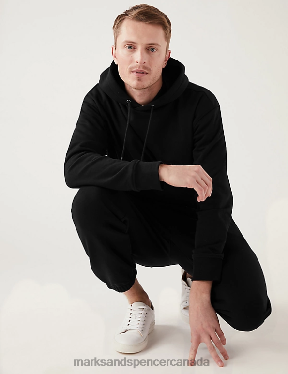 Marks and Spencer sale - Men Black Clothing Marks & Spencer Oversized Cotton Rich Hoodie 20VTD6644