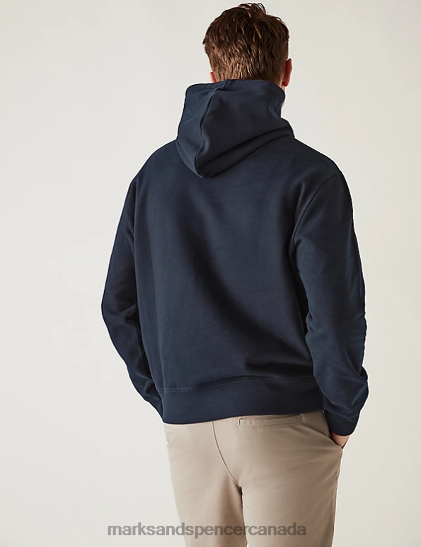 Marks and Spencer sale - Men Dark Navy Clothing Marks & Spencer Pure Cotton Hoodie 20VTD6271