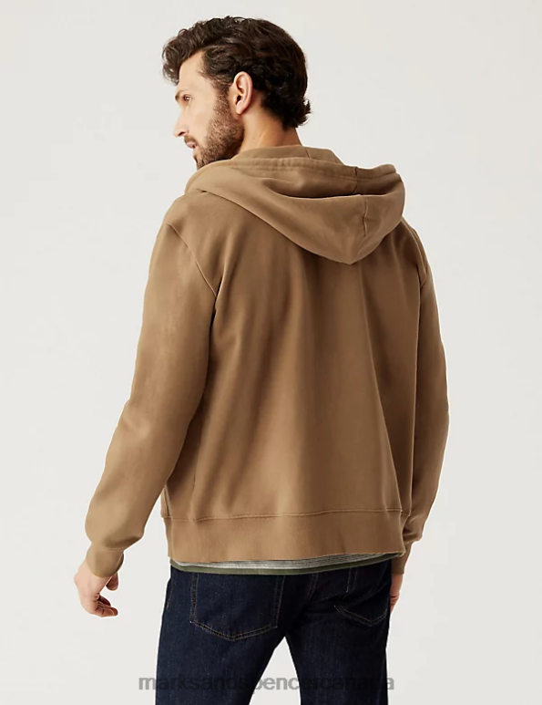 Marks and Spencer near me - Men Light Bronze Clothing Marks & Spencer Pure Cotton Hoodie 20VTD7538