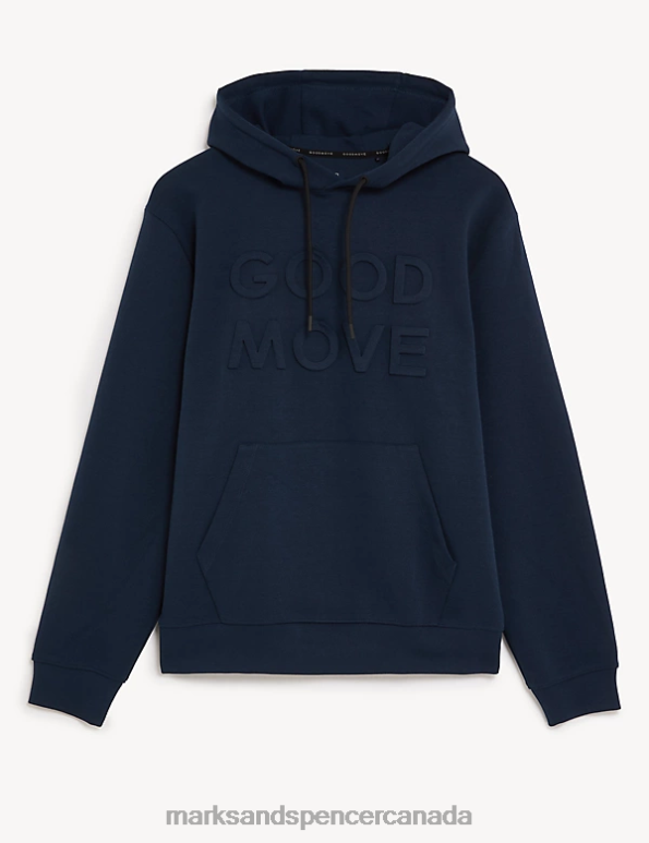 Men Navy Clothing Marks & Spencer Cotton Rich Graphic Hoodie 20VTD5348 - Marks and Spencer online