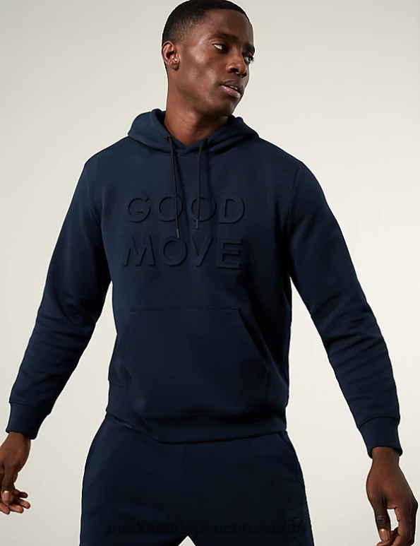 Men Navy Clothing Marks & Spencer Cotton Rich Graphic Hoodie 20VTD5348 - Marks and Spencer online