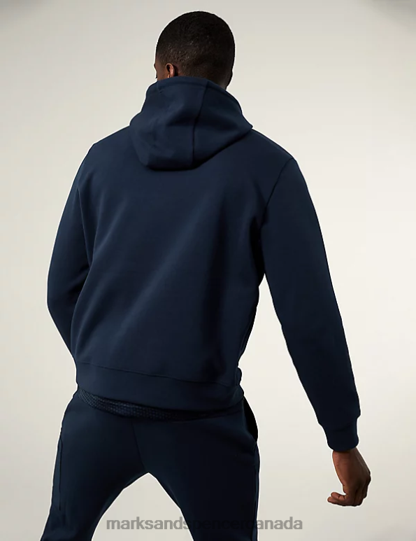Men Navy Clothing Marks & Spencer Cotton Rich Graphic Hoodie 20VTD5348 - Marks and Spencer online