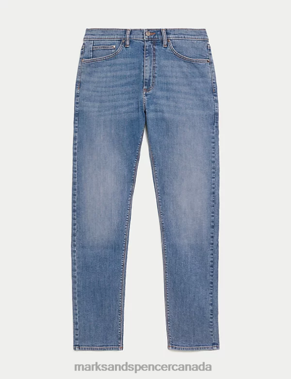 Marks and Spencer near me - Men Azure Blue Clothing Marks & Spencer Slim Fit Stretch Jeans 20VTD5467