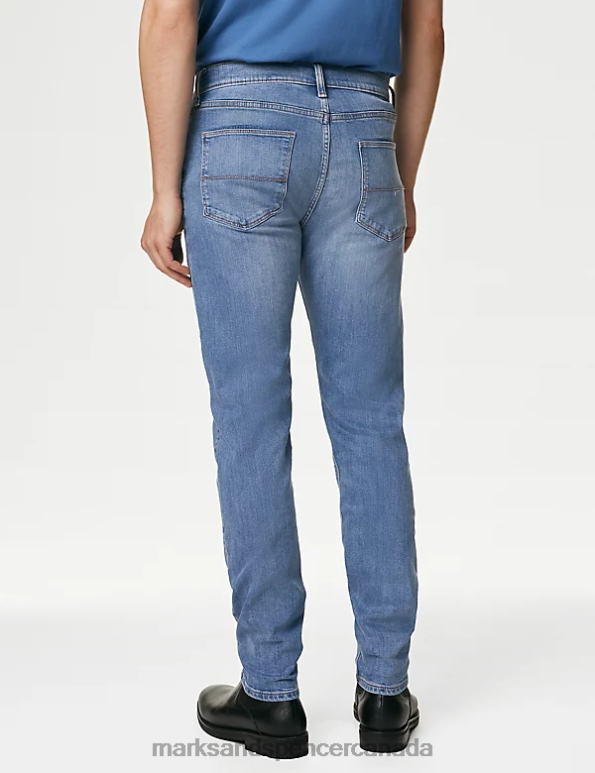Marks and Spencer near me - Men Azure Blue Clothing Marks & Spencer Slim Fit Stretch Jeans 20VTD5467