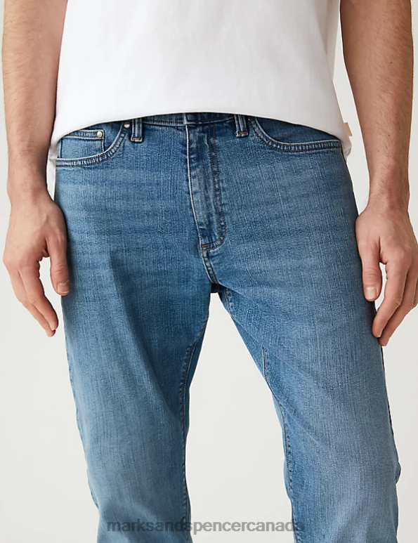 Men Azure Blue Clothing Marks & Spencer Slim Fit Stretch Jeans 20VTD5816 - Marks and Spencer online