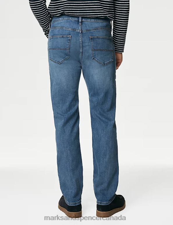 Marks and Spencer Canada - Men Azure Blue Clothing Marks & Spencer Straight Fit Stretch Jeans 20VTD6267