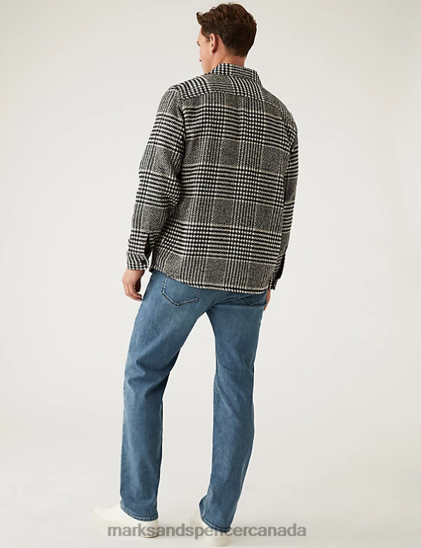 Marks and Spencer Canada - Men Azure Blue Clothing Marks & Spencer Straight Fit Stretch Jeans 20VTD6267