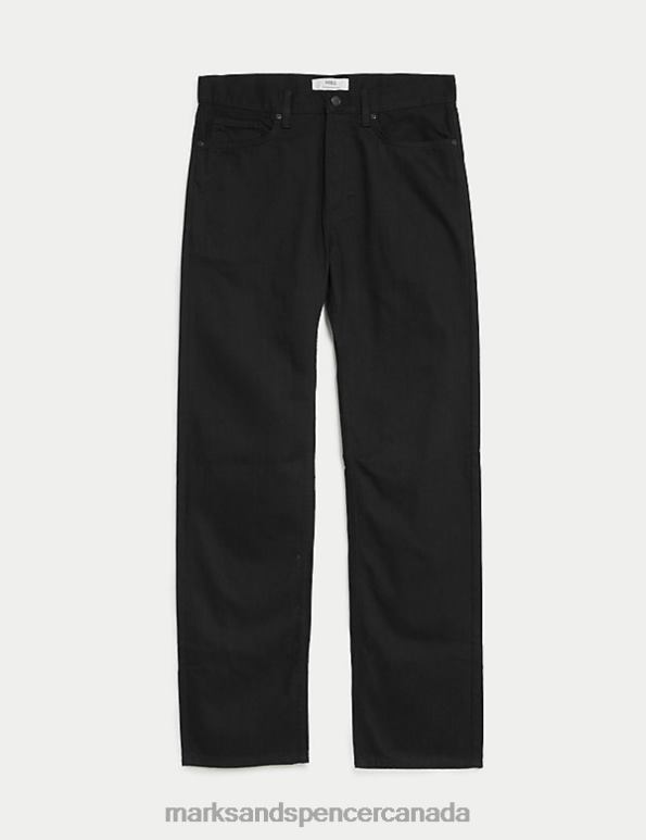Men Black Clothing Marks & Spencer Pure Cotton Straight Fit Jeans 20VTD6537 - Marks and Spencer outlet