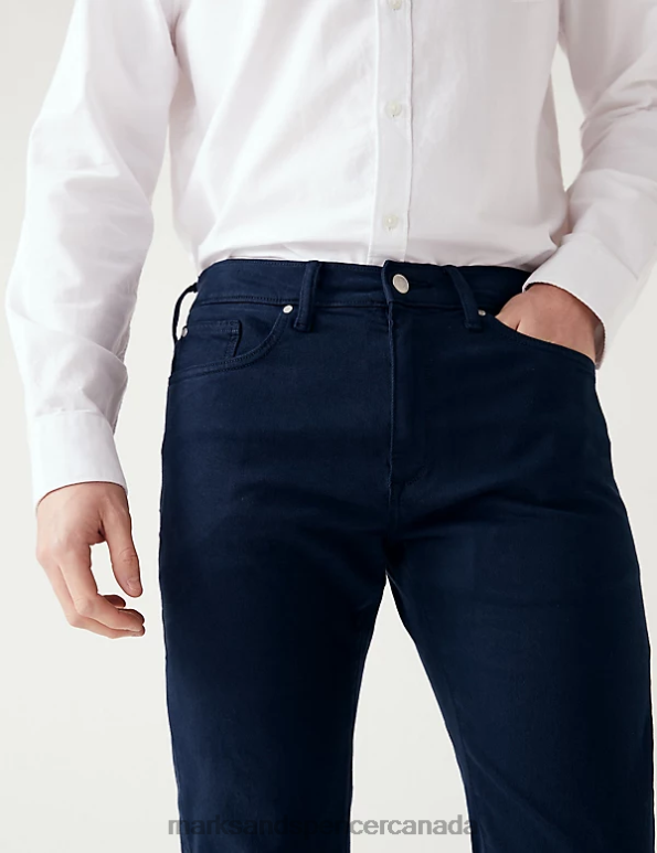 Men Blue Clothing Marks & Spencer Slim Fit Tea Dyed Stretch Jeans 20VTD5775 - Marks and Spencer Canada locations