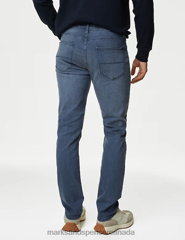 Men Blue/Grey Clothing Marks & Spencer Slim Fit Stretch Jeans 20VTD5465 - Marks and Spencer outlet