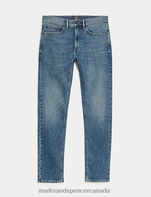 Marks and Spencer sale - Men Blue Tint Clothing Marks & Spencer Slim Fit 360 Flex Jeans 20VTD7190