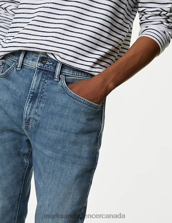 Marks and Spencer sale - Men Blue Tint Clothing Marks & Spencer Slim Fit 360 Flex Jeans 20VTD7190