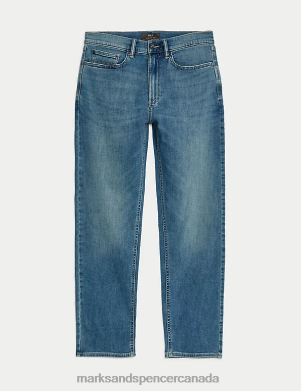 Men Blue Tint Clothing Marks & Spencer Straight Fit 360 Flex Jeans 20VTD7044 - Marks and Spencer Canada locations