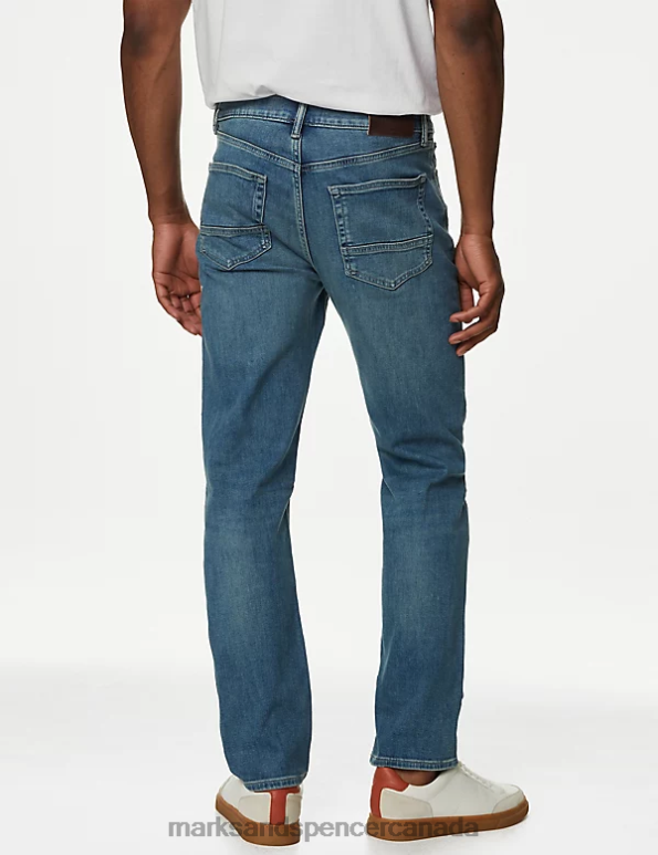 Men Blue Tint Clothing Marks & Spencer Straight Fit 360 Flex Jeans 20VTD7044 - Marks and Spencer Canada locations