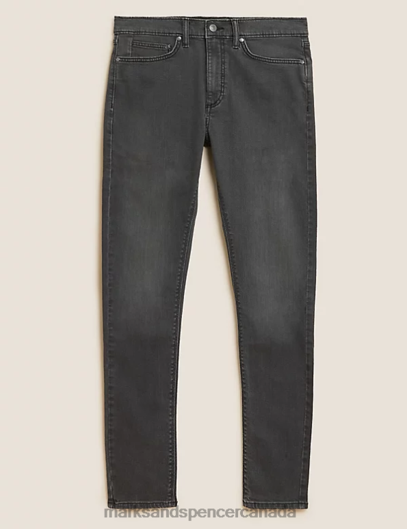Men Charcoal Clothing Marks & Spencer Skinny Fit Stretch Jeans 20VTD7259 - Marks and Spencer outlet